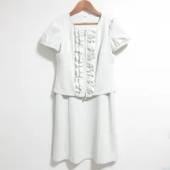 良品 Rene ルネ ワンピース パールボタン フリルブラウス 2点セット セットアップ 6627030/6627020 36サイズ グレー ホワイト レディース 古着 中古 USED