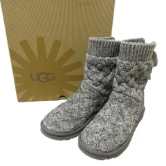 美品 UGG アグ ISLA ニット リボン ショートブーツ 1008840 US7 24.0cm グレー レディース 古着 中古 USED