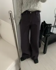 起毛ワイドパンツ ブラウン s