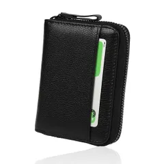LASIEM[ラシエム] ミニ財布 財布 メンズ 2つ折り コンパクト 本革 「お札を折らずに収納可能」 じゃばら スキミング防止 カードケース 小銭入れ 外ポケット付き レディース （ブラック）@ df320a7e