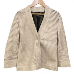 美品 Alberta Ferretti アルベルタフェレッティ カットワークデザイン レザージャケット サイズ40 ベージュ レディース 古着 中古 USEDのサムネイル