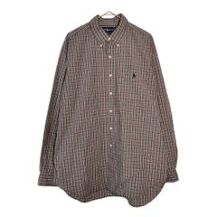 90年代 Polo by Ralph Lauren ポロ ラルフローレン BLAIRE ボタンダウン 長袖シャツ チェック グリーン(メンズ XL)中古 古着 X6337