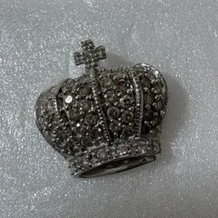 【K18WG  ネックレストップ】王冠  ジルコニア  チャーム