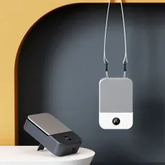 3WAY ミニ扇風機 首掛け 手持ち USB充電式 静音 軽量 ポータブルファン ホワイト×グレーP_5