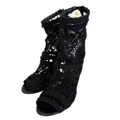 美品 DOLCE&GABBANA ドルチェ＆ガッバーナ レース クロシェ オープントゥ ショートブーツ 35 22cm相当 ブラック レディース 古着 中古 USEDのサムネイル