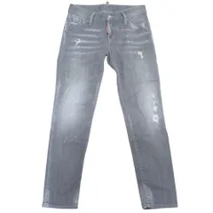 美品 DSQUARED2 ディースクエアード Jennifer Cropped Jean スリムフィット デニムパンツ 36 ライトグレー レディース 古着 中古 USED