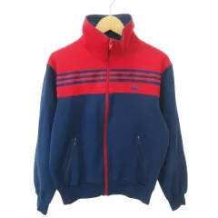 アディダス adidas ヴィンテージ 西ドイツ トラックトップ ジャケット ライン ロゴ 3 約Lサイズ 青 ブルー ■MET1