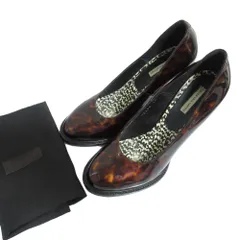 美品 DRIES VAN NOTEN ドリスヴァンノッテン レオパード柄 チャンキーヒール パンプス サイズ38 24cm相当 ブラウン レディース 古着 中古 USEDのサムネイル