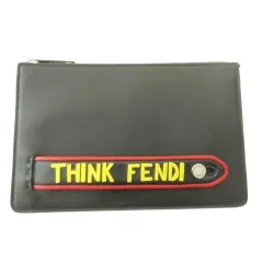フェンディ FENDI THINK シンク 7VA350 セカンド クラッチバッグ レザー ロゴ 黒 ブラック ☆AA★のサムネイル