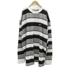 エニーチェ ENYCE Tシャツ カットソー 長袖 XXXL 大きいサイズ 白 ホワイト グレー ボーダー柄 クルーネック ロゴワッペン /MA11 ■GY58