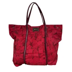 レディース 2way トートバッグ LACOSTE ラコステ 総柄プリント ナイロン 大容量 赤 レッド 美品のサムネイル