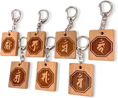 BSG 守護梵字木札キーホルダー 干支別 ４０x３１mm 国産桜使用木札ネックレス お寺 仏教 職人手仕上げ 日本産 (タラーク,  ４０x３１ｍｍ)