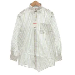 ミキハウス mikihouse タグ付き シャツ 長袖 ストライプ L 白 ホワイト 緑 グリーン /JS ■GY61