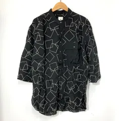 mando マンド バンドカラーシャツ 五分袖  総柄シャツ ハーフスリーブ古着 日本製 サイズ2 Mサイズ相当 ブラック トップス A16139◆のサムネイル
