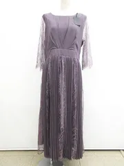 タグ付 未使用品 DRESS ドレス ワンピース パープル  袖レース レースシフォンドッキングワンピース  総丈約124cm サイズXXL L005-0326-54