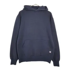 90年代 USA製 RUSSELL ATHLETIC ラッセル スウェット パーカー 無地 ネイビー(メンズ M)中古 古着 X6347