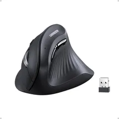 UGREEN ワイヤレスマウス 縦型 静音 Bluetooth 5.0 無線2.4GHz 6ボタン 1000/1600/2000/4000 DPI マウスアームを防止 人間工学デザイン PC ノートPC タブレットなどに対応 ブラックwb ff3dd71d