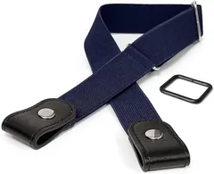 革ICHI ゴムベルト キッズ 子供用 バックルなしベルト ボタン改良 調節可能なフリーサイズ。トイレもラクラク (ネイビー,  Free Size)