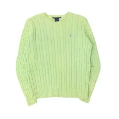ポロラルフローレン ライトグリーン コットン ケーブルニット