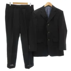 松坂屋 Matsuzakaya スーツ セットアップ テーラードジャケット パンツ シングル 3B 背抜き サイドベンツ ウール A094 Y078 ストライプ 黒 ブラック /GV ■GY58