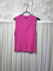 ザラ ZARA ピンク色 립 ニット ノースリーブ トップス