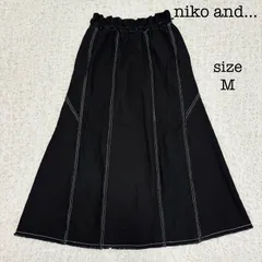 niko and... ニコアンド / be with M ハギッテスカート フレア ロング ステッチ ブラック M