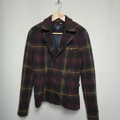 ラルフローレン レディース ヴィンテージ CHECK ウール ライダースジャケット M (95)