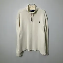 ポロ ラルフローレン 白 ハーフジップ コットン ニット