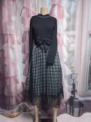 アクシーズファム シフォン レイヤード 2重スカート ONE PIECE (ベルト 含む)