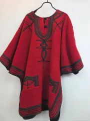 レッド ウール ブレンド 刺繍 ショート ケープ マント