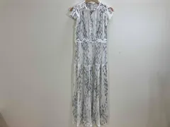 ワンピース ホワイト FRAY I.D プリーツシフォンプリントワンピース プリーツロングワンピース シフォンプリントワンピース 0