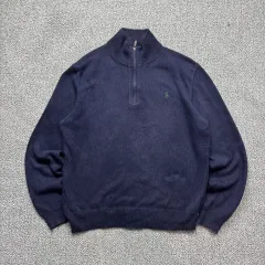 ポロ ラルフローレン ネイビー クォーター ジップアップ ニット