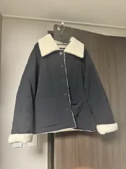 黒色ボア裏地キルティングジャケット