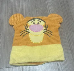 【230890】Disney ディズニー  リゾート　ニット帽　帽子　クマのプーさん・ティガー　ストレッチ　アクリル100％　かわいい オレンジ