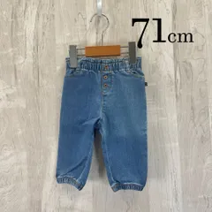 ap10496 OBAiBi オバイビ BABY ベビー パンツ 70 9M 71cm ブルー 青 長ズボン デニム ジーンズ ジーパン フリル カジュアル ウエストゴム 9ヶ月 OBAÏBIのサムネイル