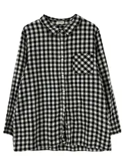 4L NOANNU コットン100% チェックパターン ワンポケット カジュアルシャツ