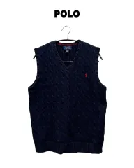(XL) POLO RALPH LAUREN キッズ/ウィメンズ ケーブル ケーブル編み ニット ベスト ネイビー