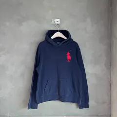 ポロラルフローレン コットン ニット ビックポニー フード ネイビー