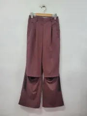 axes femme ワイド カットアウト パンツ バーガンディ