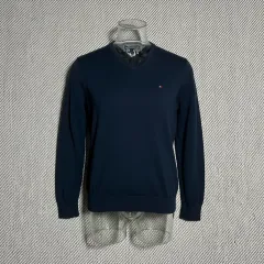 M Tommy Hilfiger トミーヒルフィガー ネイビー Vネック ニット