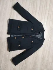 ブラック ツイード ゴールド ボタン ジャケット 一回