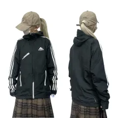 アディダス ブラック ホワイト 3本線 WHO フード ウィンドブレーカー ジャケット M