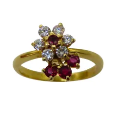 【中古】ノーブランドジュエリー K18リング ダイヤモンド ルビー 0.38ct 約3.95g 約11号 指輪 金 K18 存在感 華やか スイング スピンジュエリー デザインリング A2600213【無料ギフトラッピング承ります】