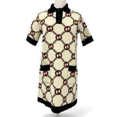 グッチ GUCCI ワンピース ベージュ ブラック レッド インターロッキングG リバーシブル ポロドレス ニットのサムネイル