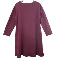 X03251 PINKHOUSE A2166PE122 ピンクハウス ワンピース  ロングＴシャツ ボルドー糸 フリル レディース ファッション 可愛い 長袖 ポケット有 ひざ丈