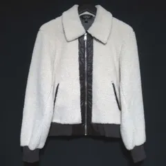 美品 22AW LAUREN RALPH LAUREN ローレンラルフローレン ジップアップ ボアジャケット S/P 160/84A ホワイト×ブラウン レディース 古着 中古 USEDのサムネイル
