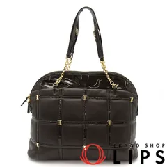 フェラガモ チェーントートバッグ EX-21C881 レザー/エナメル レディース ショルダーバッグ ブラウン  美品 【中古】