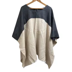 美品 SOFIE D'HOORE ソフィードール ポンチョ 6525-343-0840 ONE SIZE グレー×ベージュ レディース 古着 中古 USED
