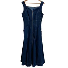 美品 AND COUTURE アンドクチュール デニムジップジャンスカ ノースリーブ ロングワンピース F インディゴ  レディース 古着 中古 USED