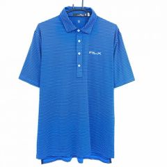 【美品】高級アールエルエックスゴルフ　虎デザイン　速乾ポロシャツ　L ネイビー 美品】高級アールエルエックスゴルフ 虎デザイン 速乾ポロシャツ L